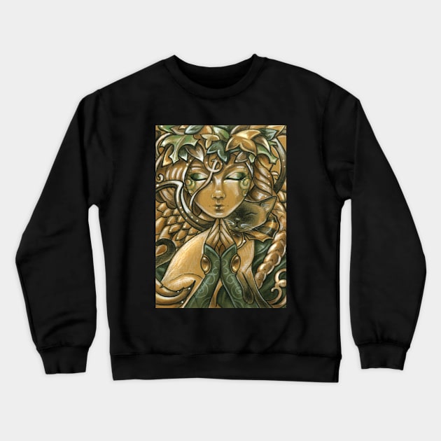 Forest Angel and Siamese Cat Crewneck Sweatshirt by Nat Ewert Art